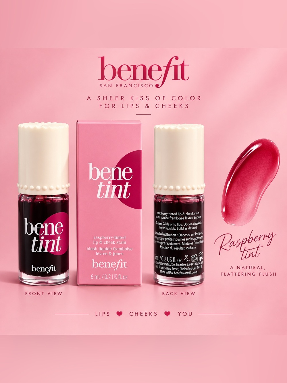 Benefit Benetint Raspberry Lip & Cheek Stain NIB